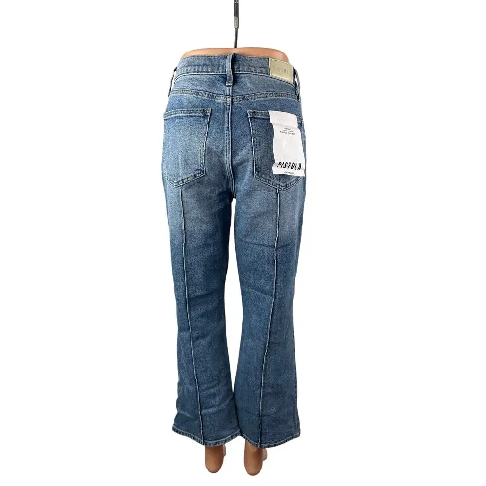 NEW Pistola Lennon Pintucked Women's Blue Flared Bootcut Denim Jeans Size 29
